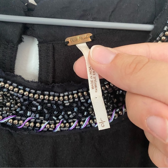 Free People Black Embellished Sleeveless Tank Size Large - Picture 3 of 9